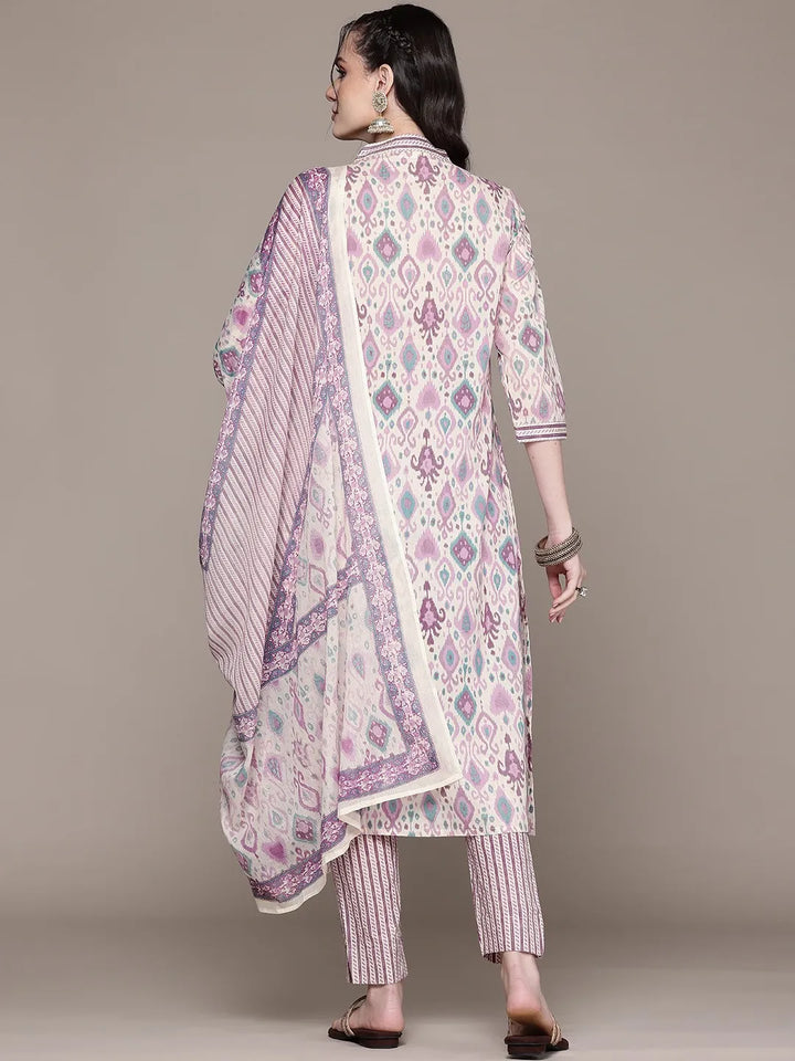 A line Purple color Printed kurta with Palazzo and Dupatta with Sequin work