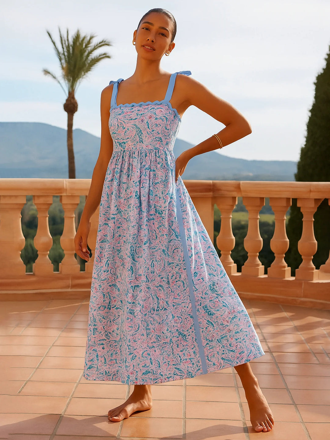 Ethnic Dress in Blue Pea