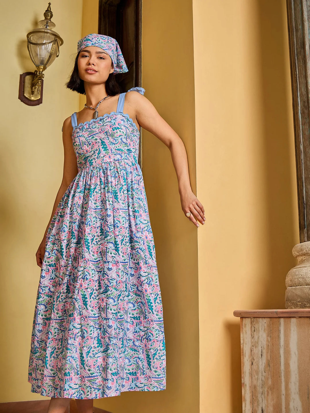 Ethnic Dress in Blue Pea