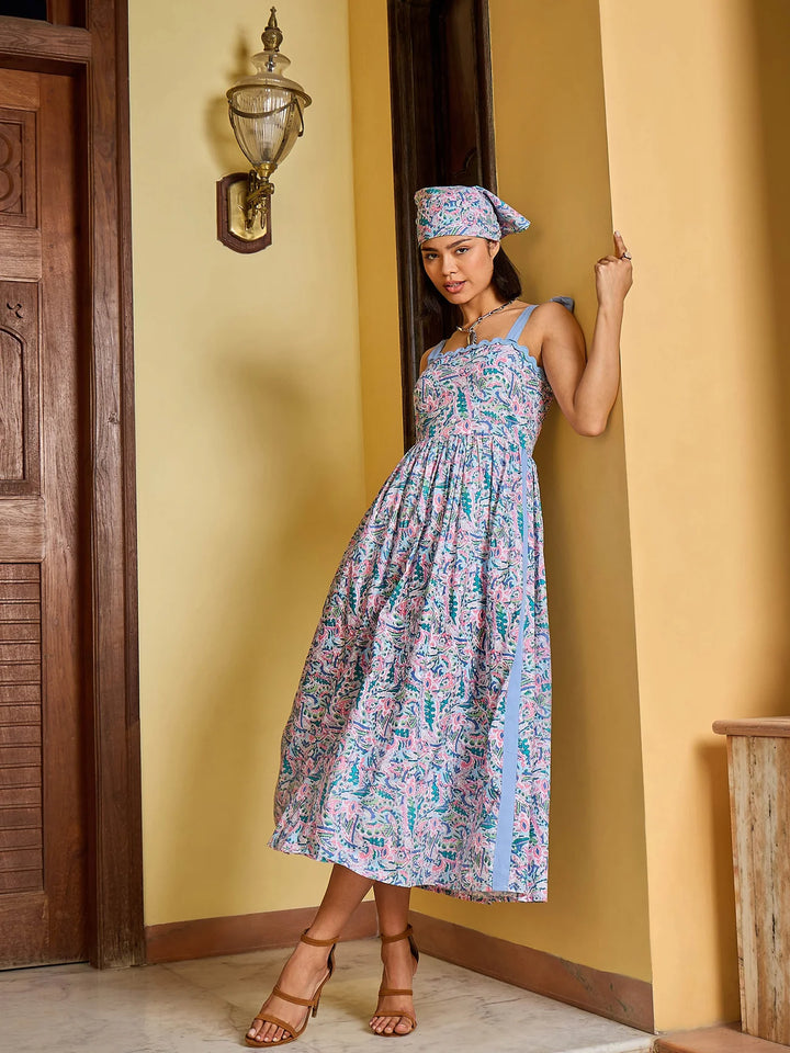 Ethnic Dress in Blue Pea