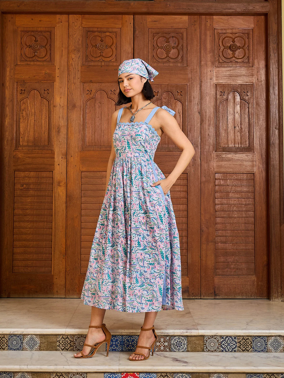 Ethnic Dress in Blue Pea