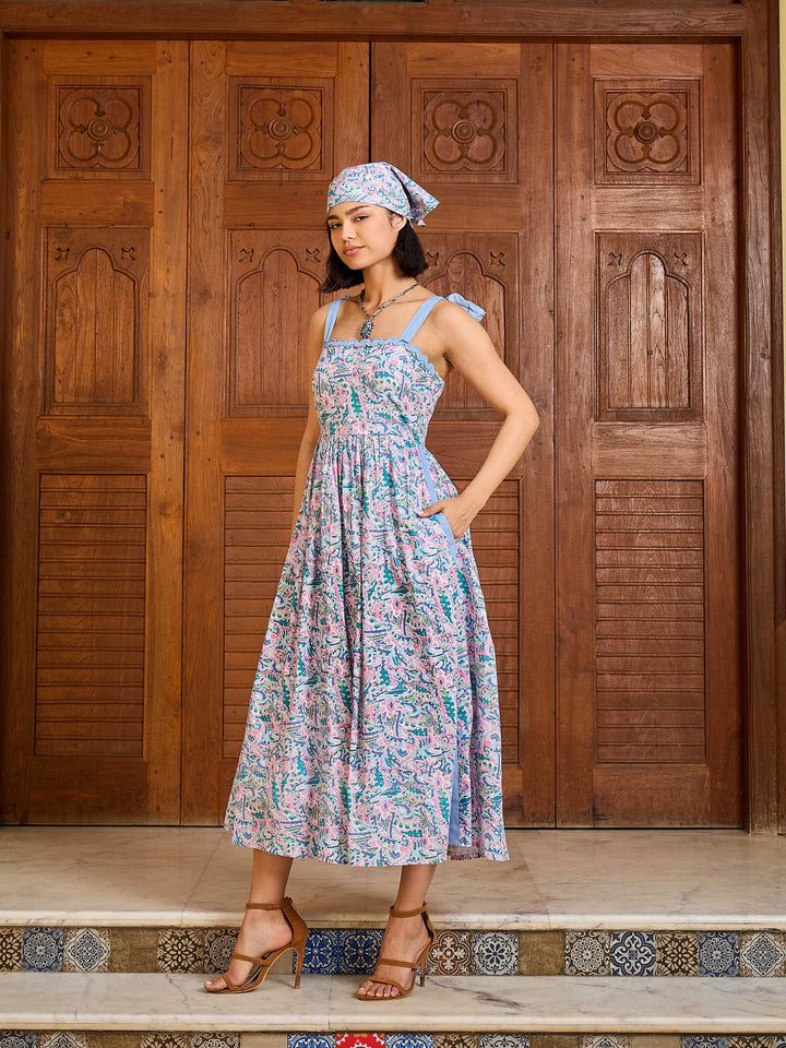 Ethnic Dress in Blue Pea