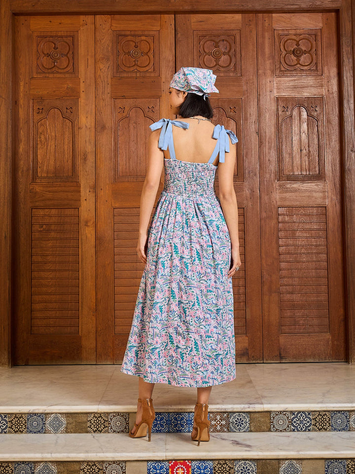 Ethnic Dress in Blue Pea