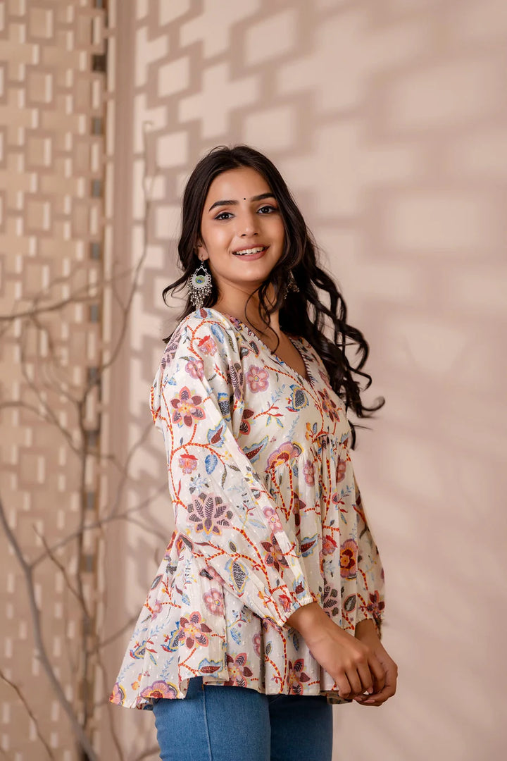 Peplum Top in Floral Entanglement