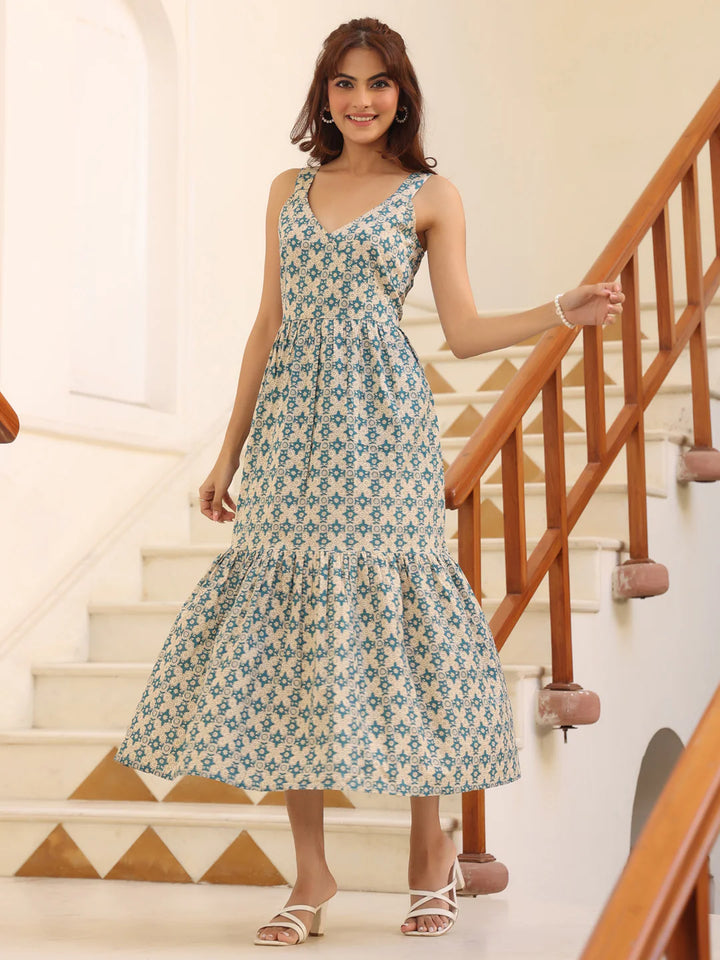 Ethnic Dress in Sandy Aquamarine