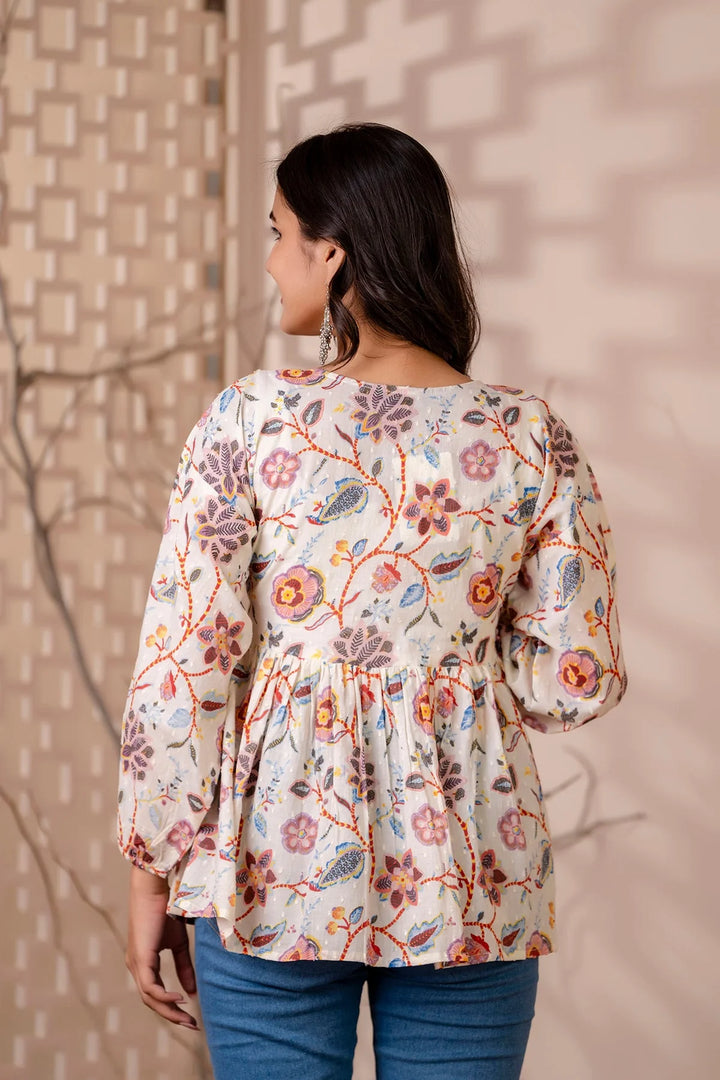 Peplum Top in Floral Entanglement
