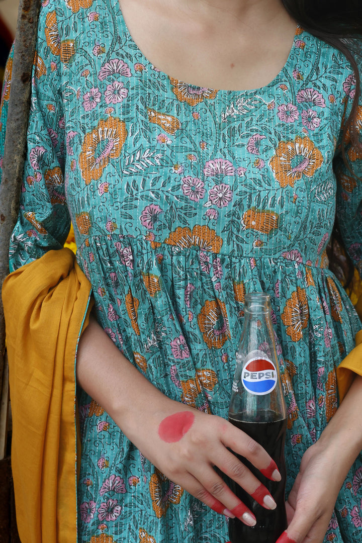 Alli • அல்லி — 3/4 Sleeve Gathered Anarkali Set