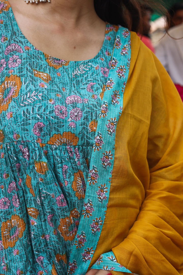Alli • அல்லி — 3/4 Sleeve Gathered Anarkali Set