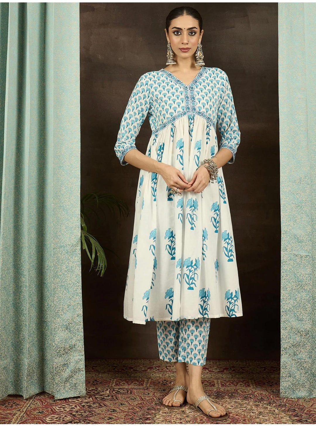 Palkova Blues Cotton Kurta Set