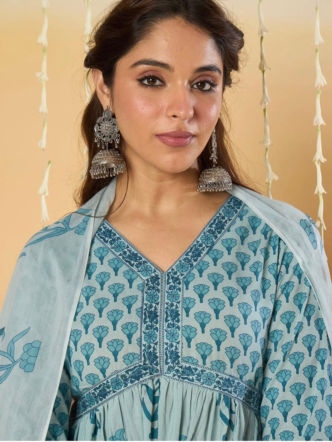 Blue Paal Cake Cotton Kurta Set