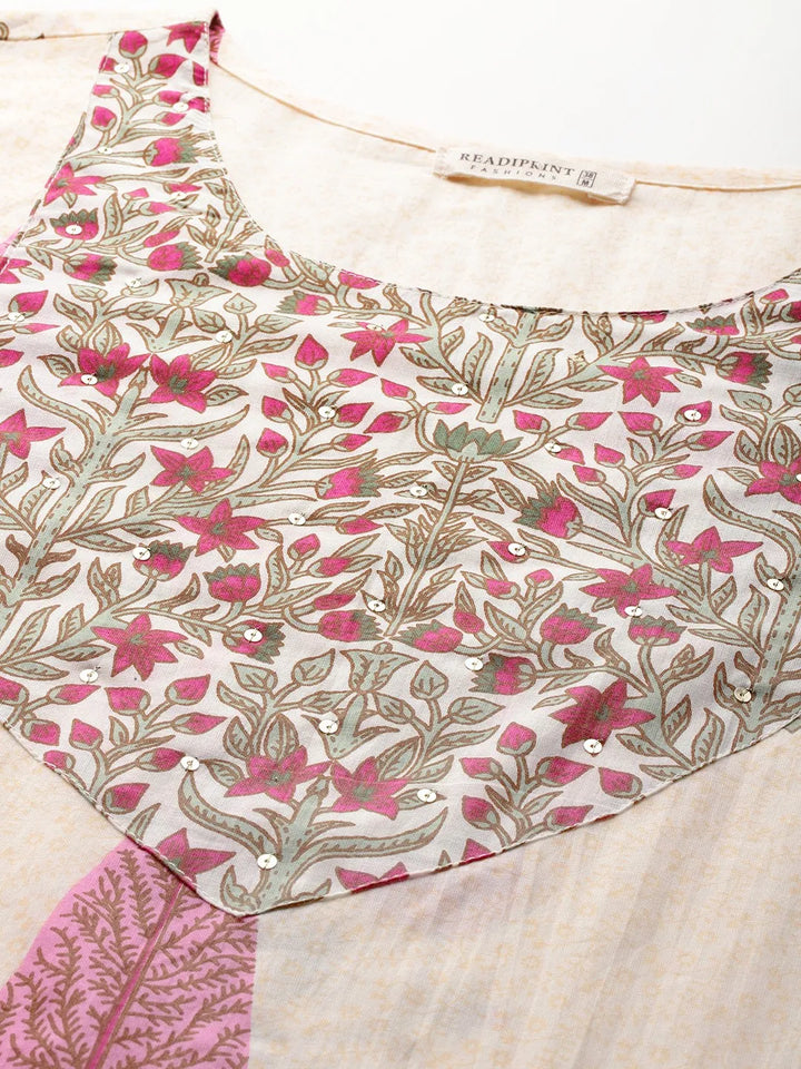 Straight Magenta Printed kurta with Palazzo and Dupatta with Sequin work