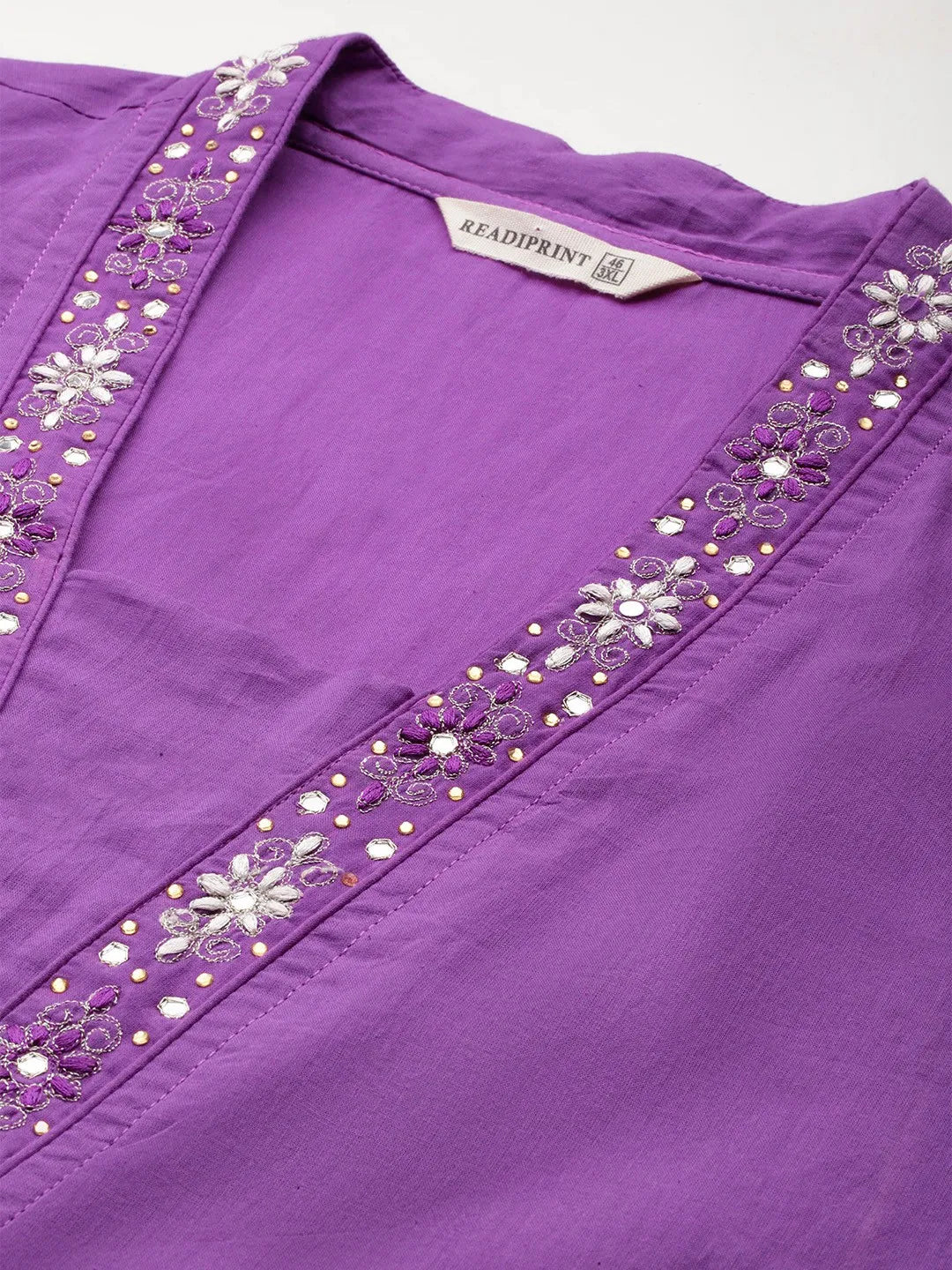 A line  Purple  Kurta with Palazzo and dupatta with Thread work
