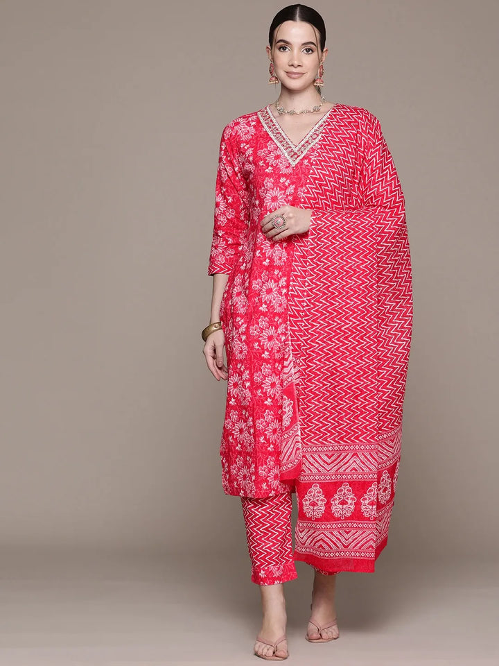 Straight Pink Kurta and Bottom with Dupatta