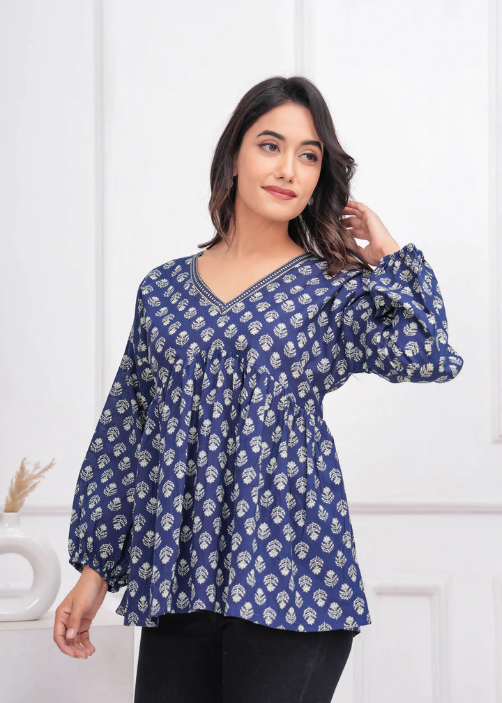 Peplum Top in Royal Tide