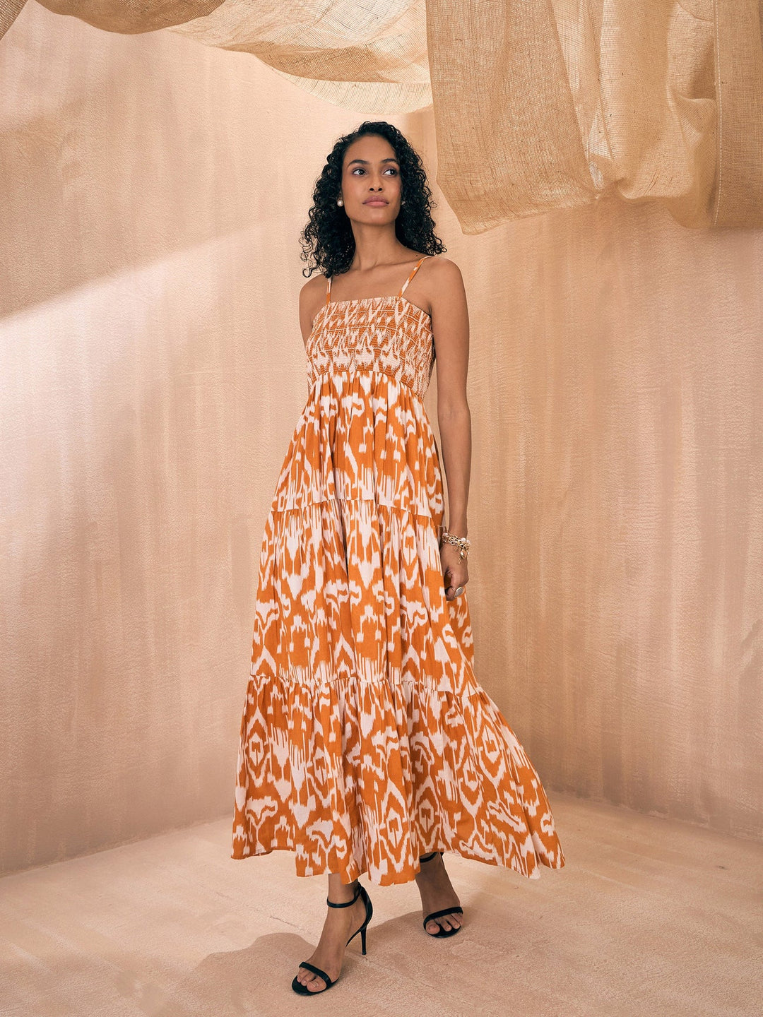 Ethnic Dress in Orange Caramel