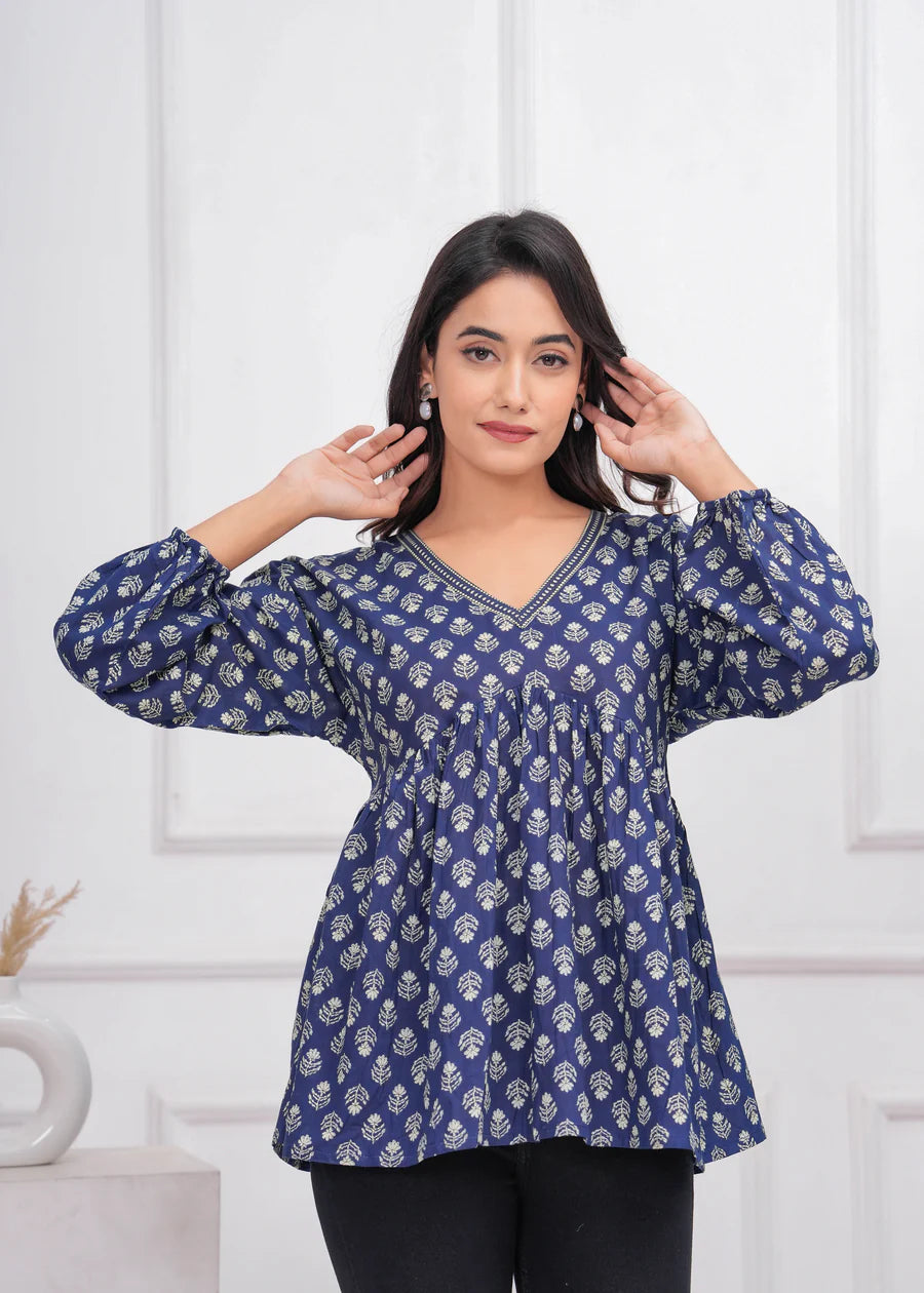 Peplum Top in Royal Tide