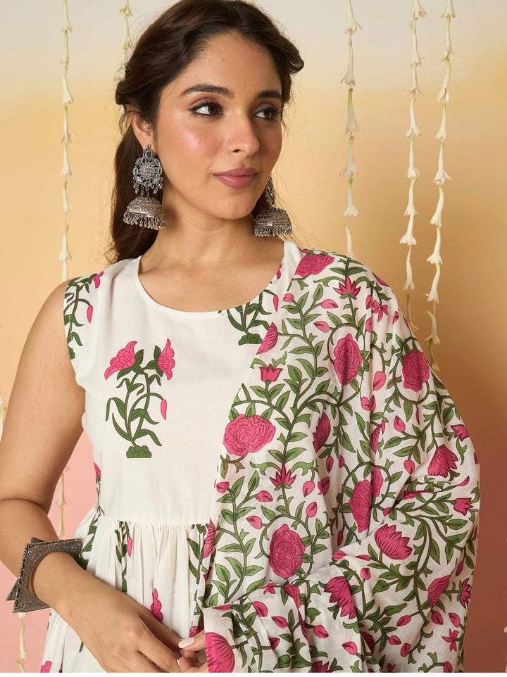 Rose Milk Cotton Kurta Set