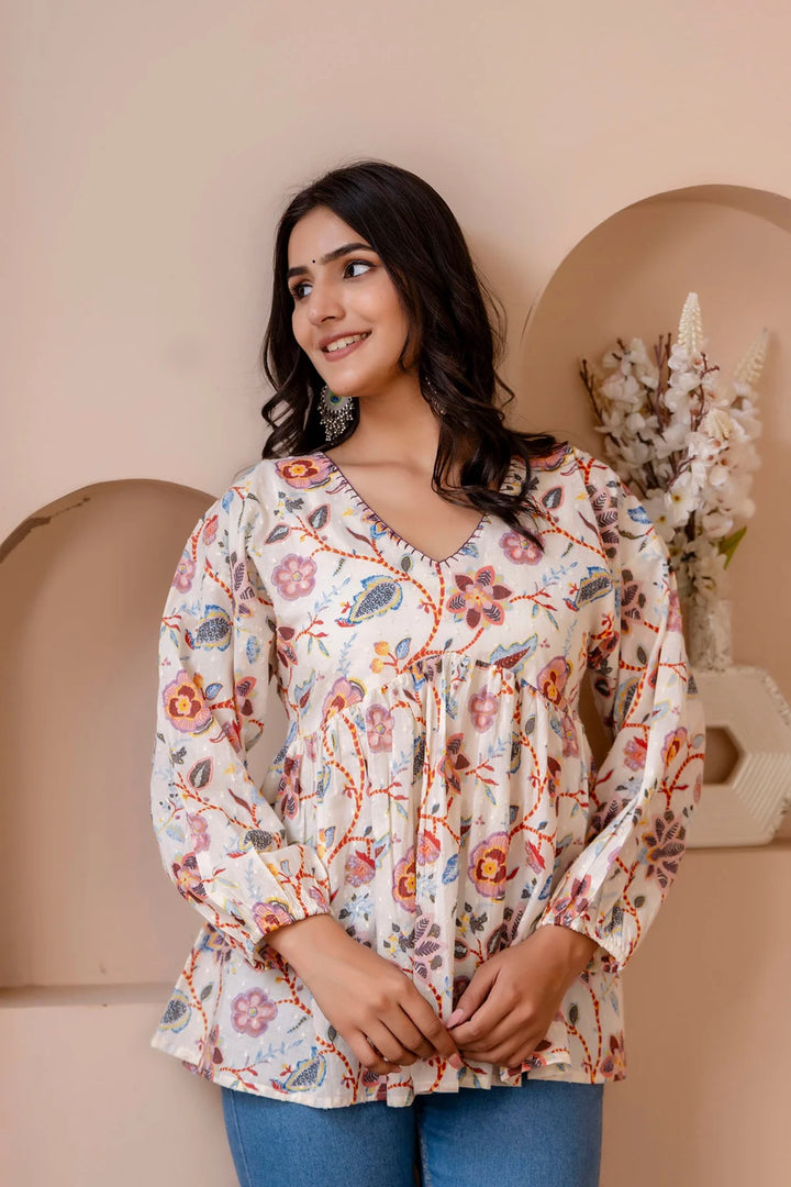 Peplum Top in Floral Entanglement