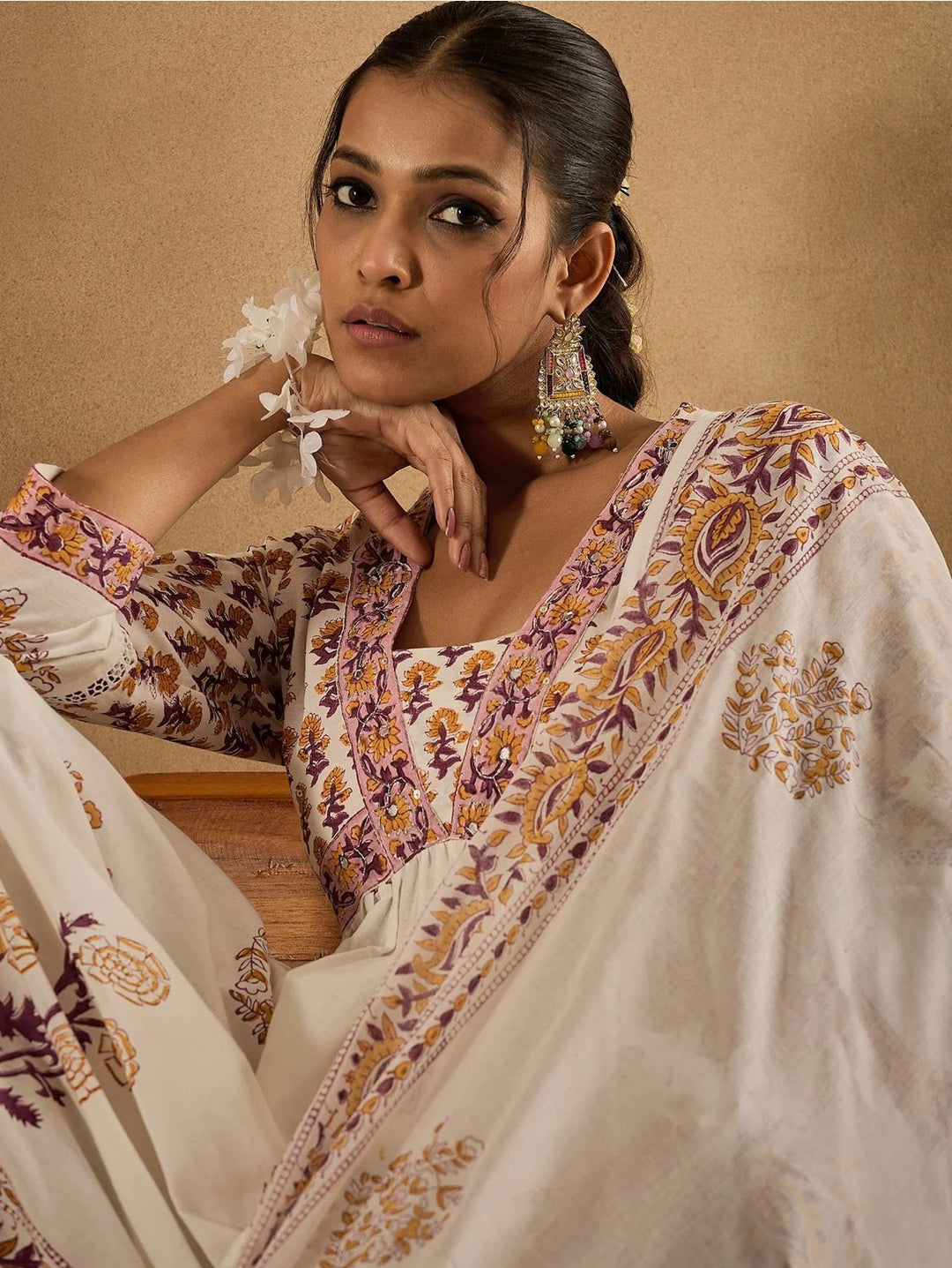 Elaichi Milk Cotton Kurta Set