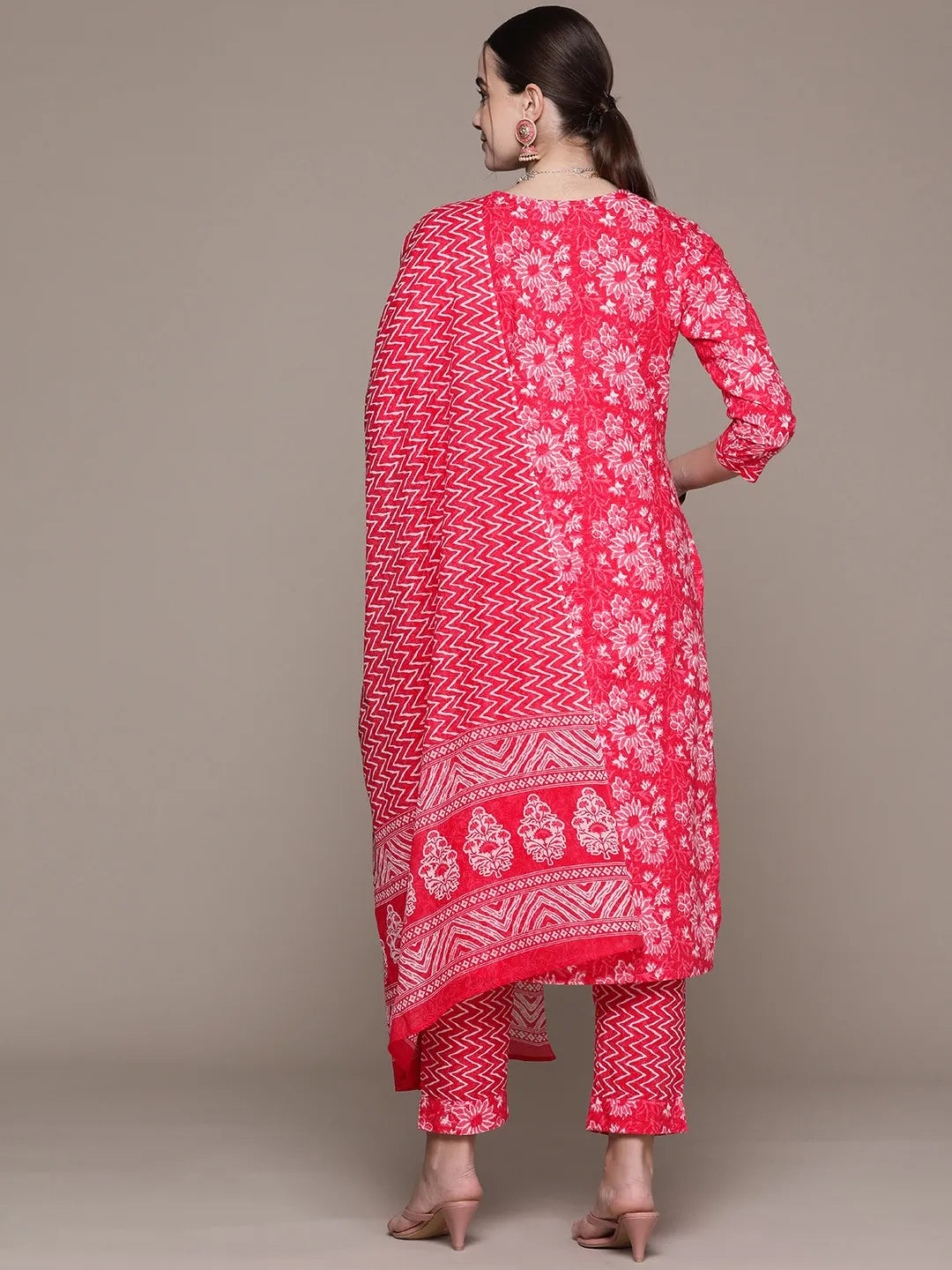 Straight Pink Kurta and Bottom with Dupatta