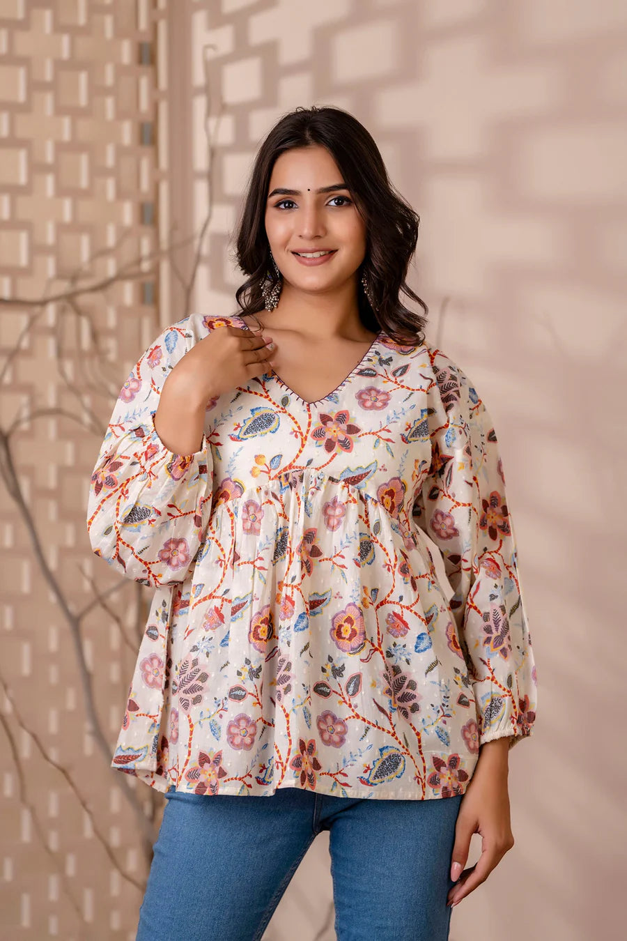 Peplum Top in Floral Entanglement
