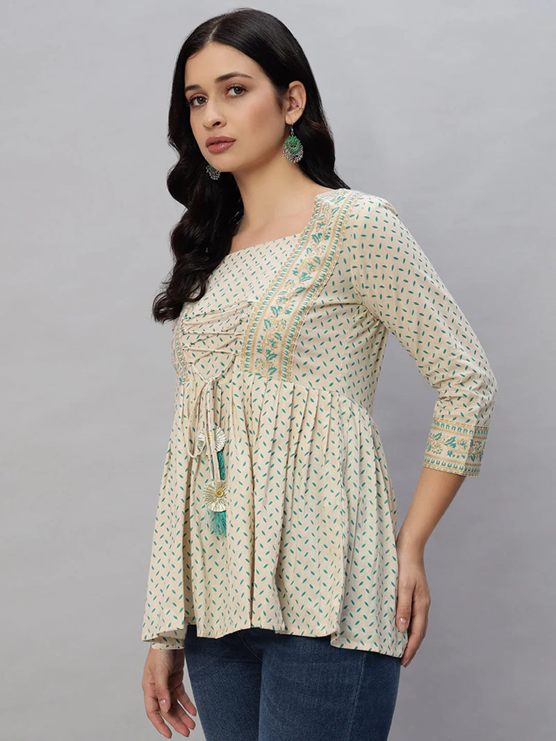 COTTON PRINTED REGULAR TOP