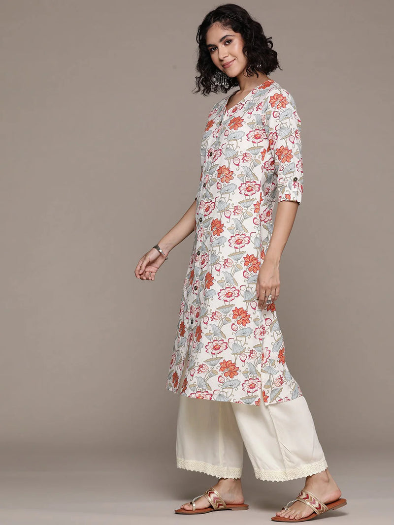 A LINE STYLE COTTON FABRIC MULTI COLOR KURTA