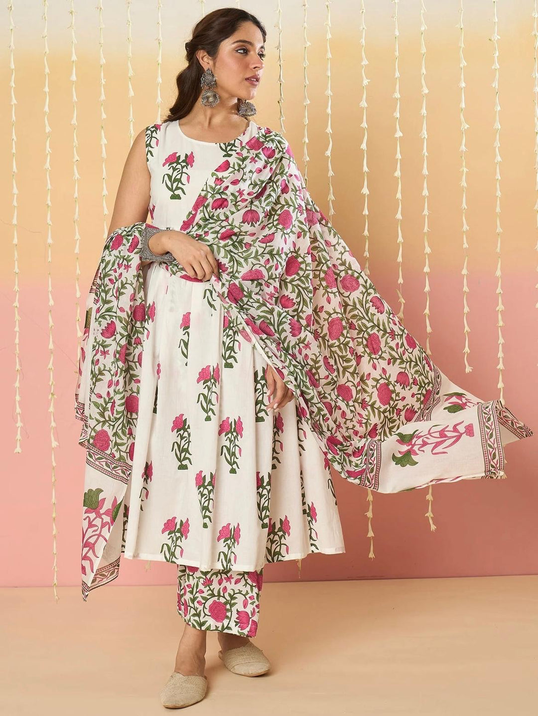 Rose Milk Cotton Kurta Set