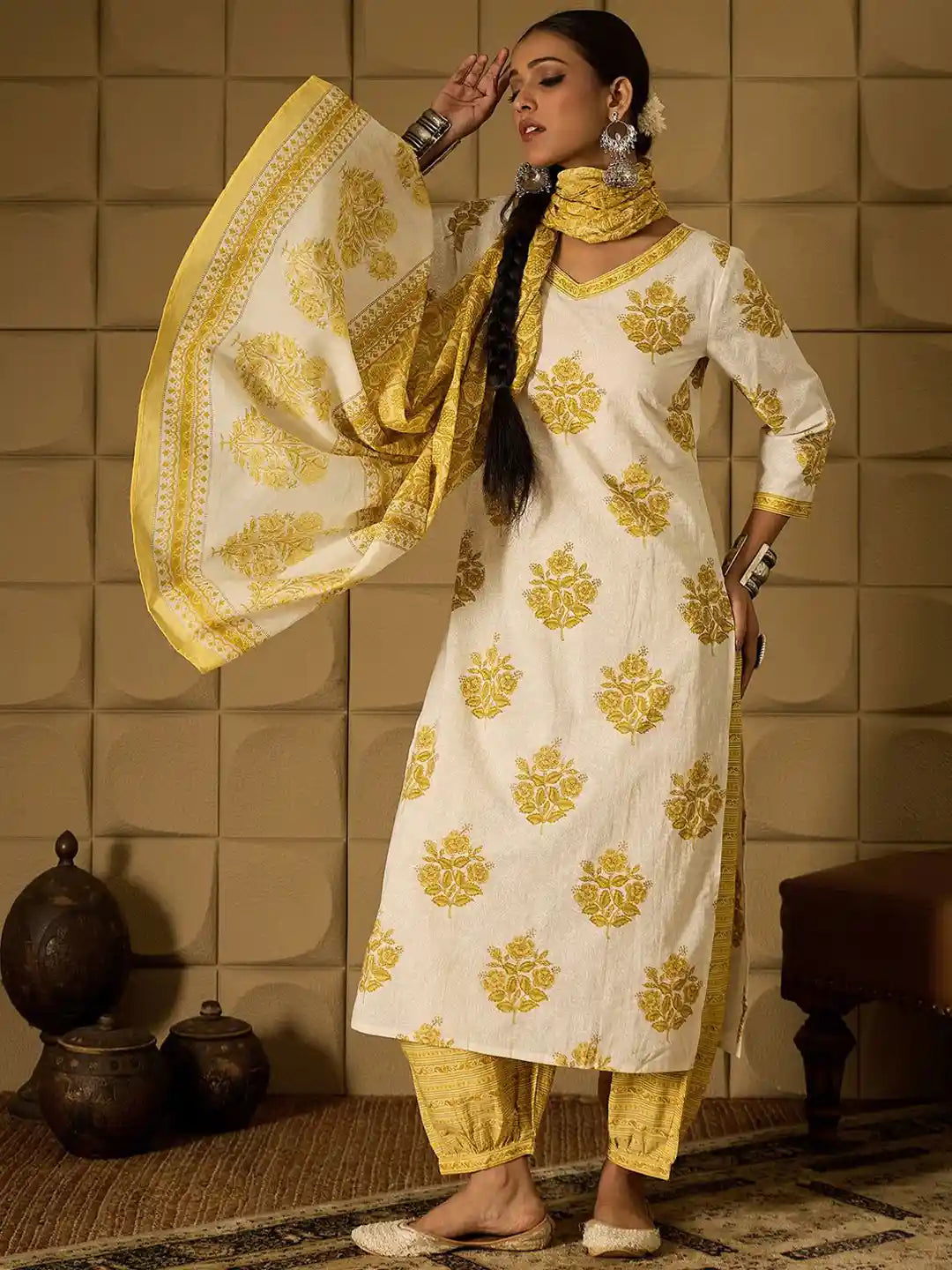 Coconut Bloom Cotton Kurta Set