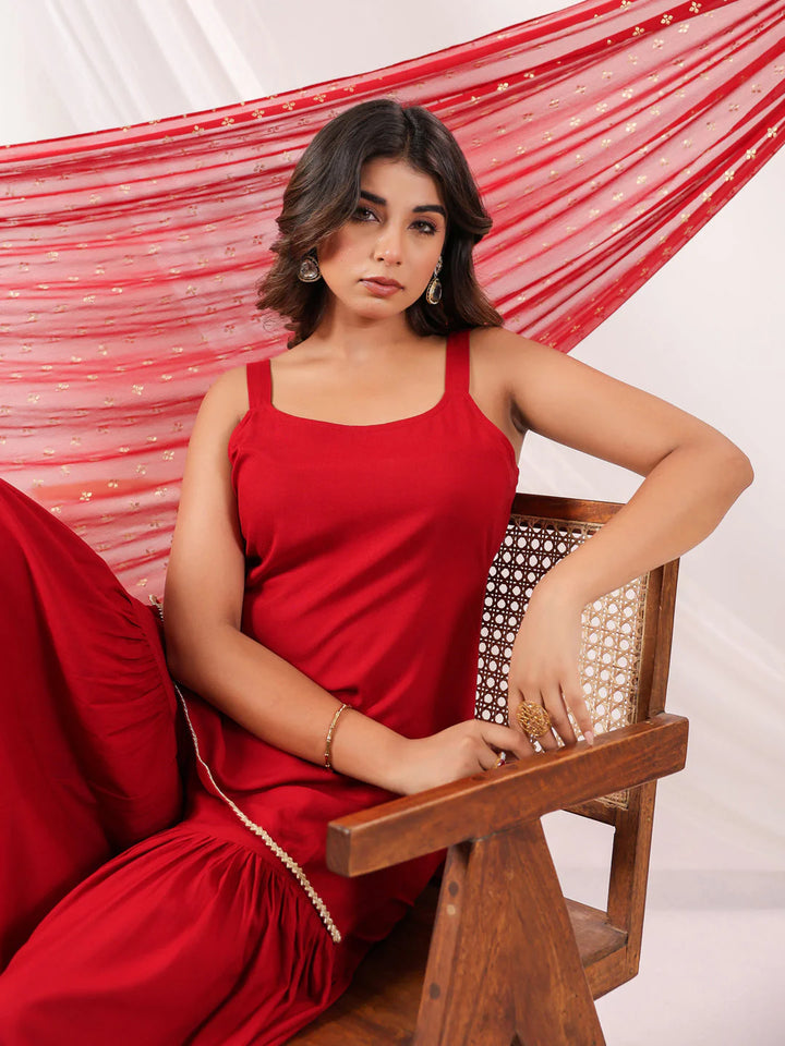 Saffron Kulfi Rayon Kurta Set