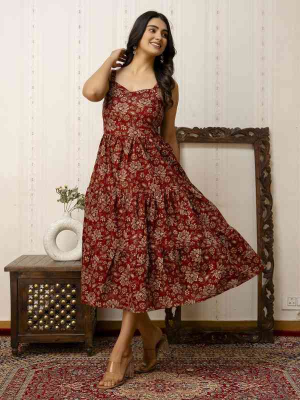 Ethnic Dress in Rosey Red