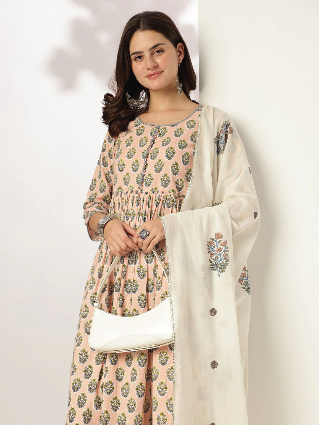 Peach Barfi Cotton Kurta Set