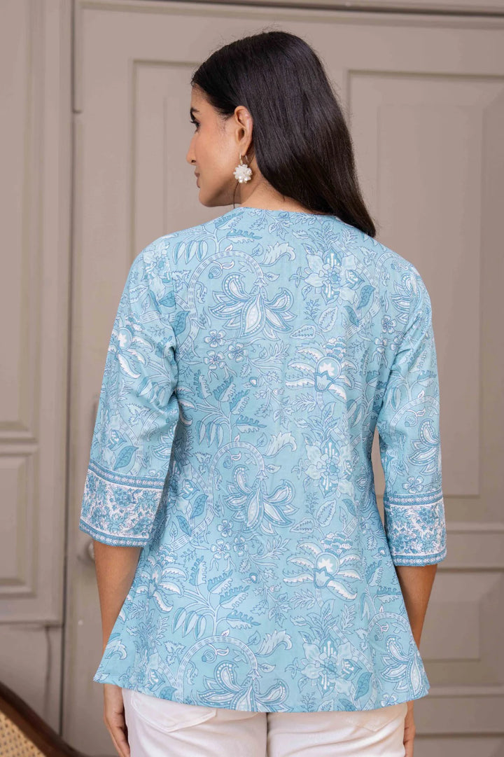 Peplum Top in Cerulean Blue