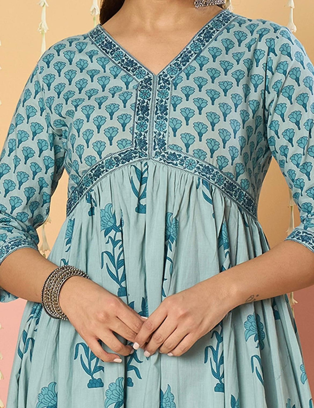 Blue Paal Cake Cotton Kurta Set