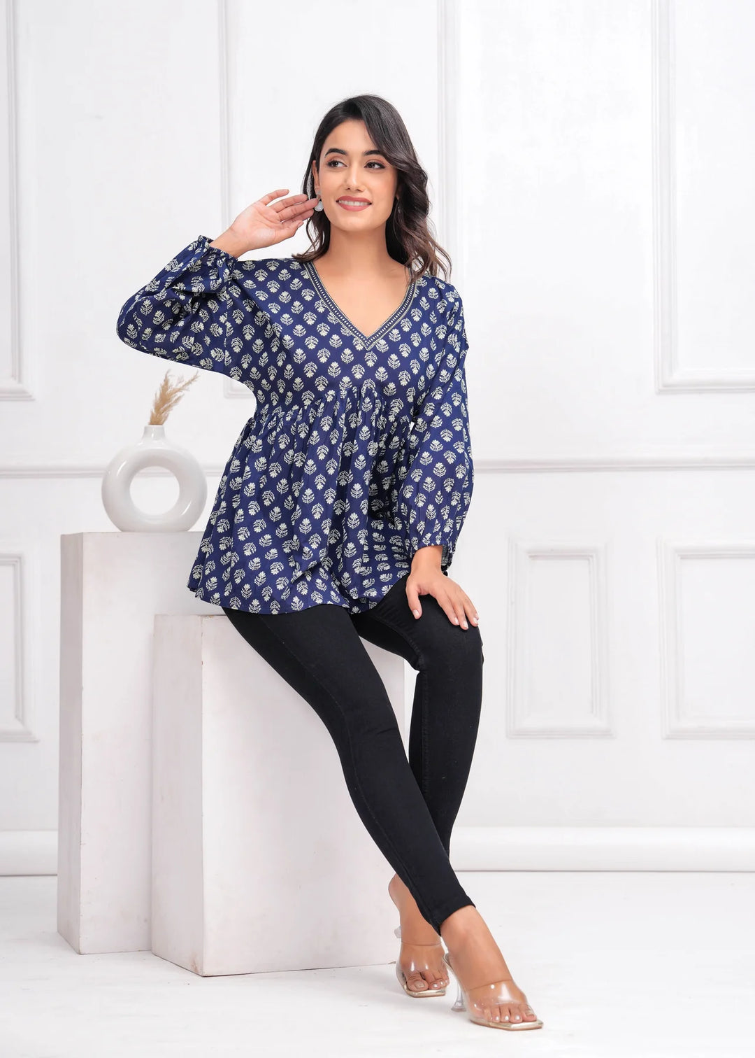 Peplum Top in Royal Tide