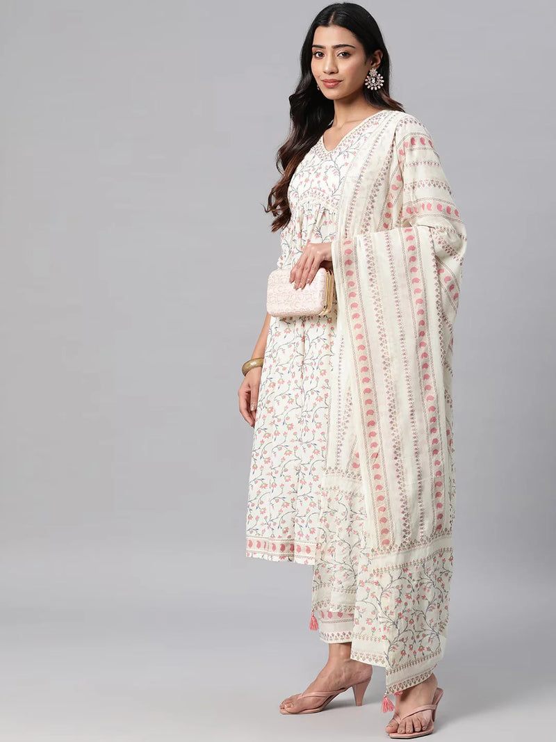 COTTON PRINTED A LINE KURTA SALWAR & DUPATTA