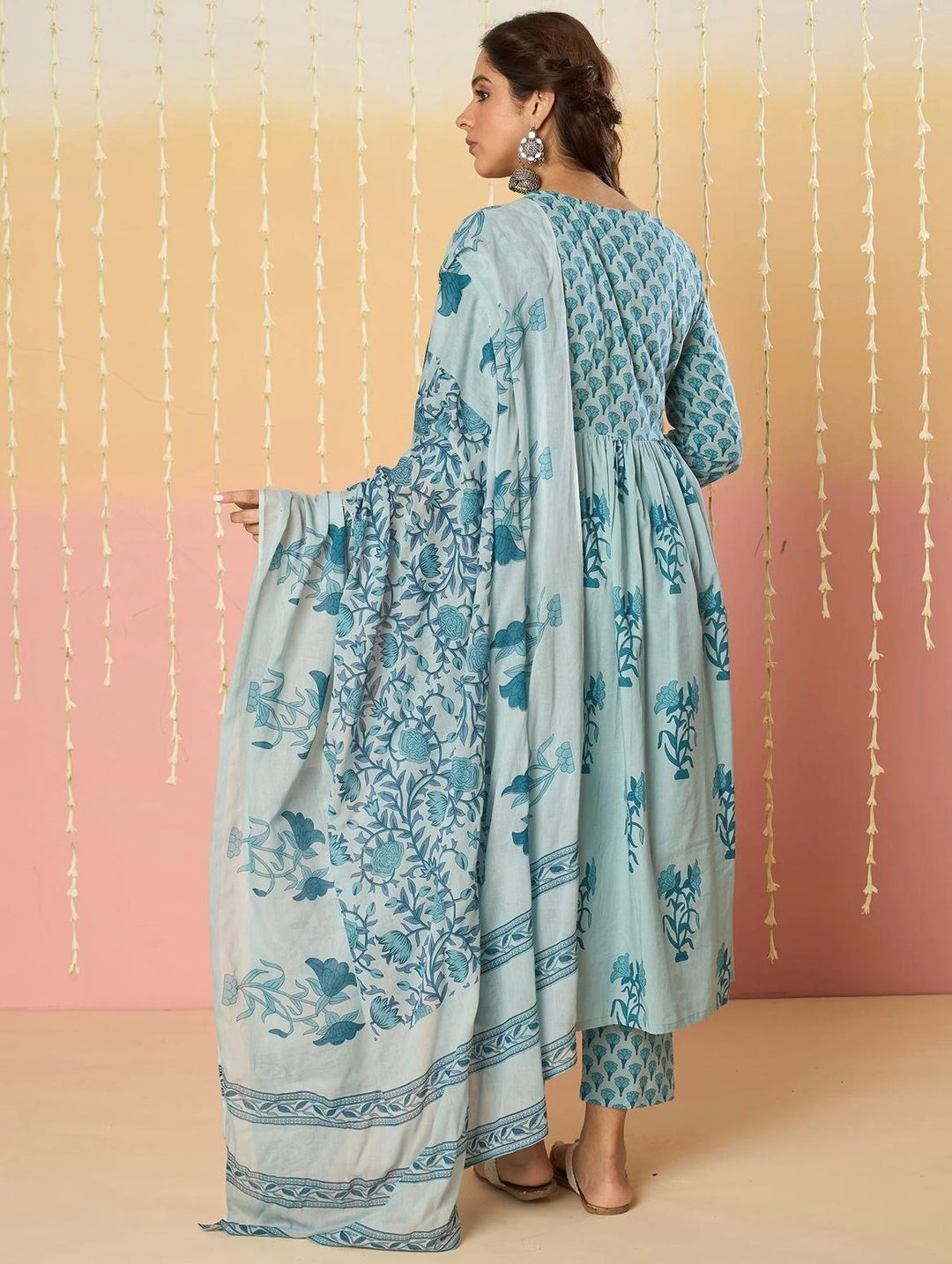 Blue Paal Cake Cotton Kurta Set