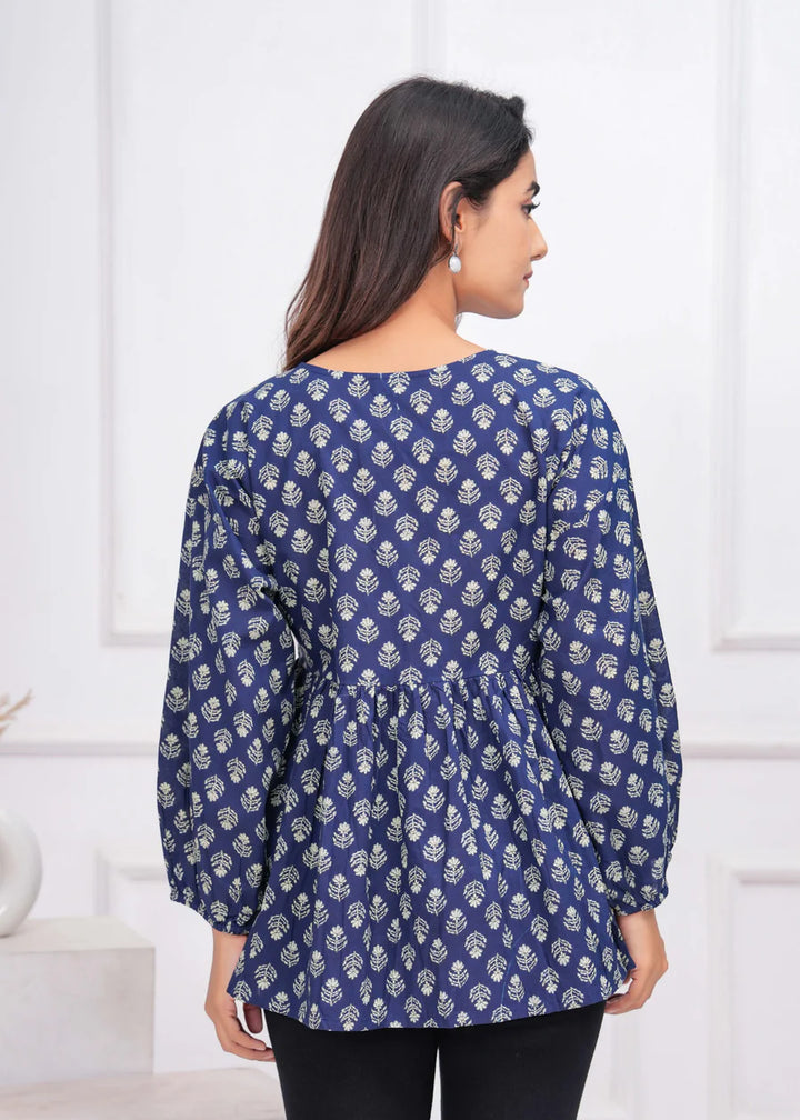Peplum Top in Royal Tide