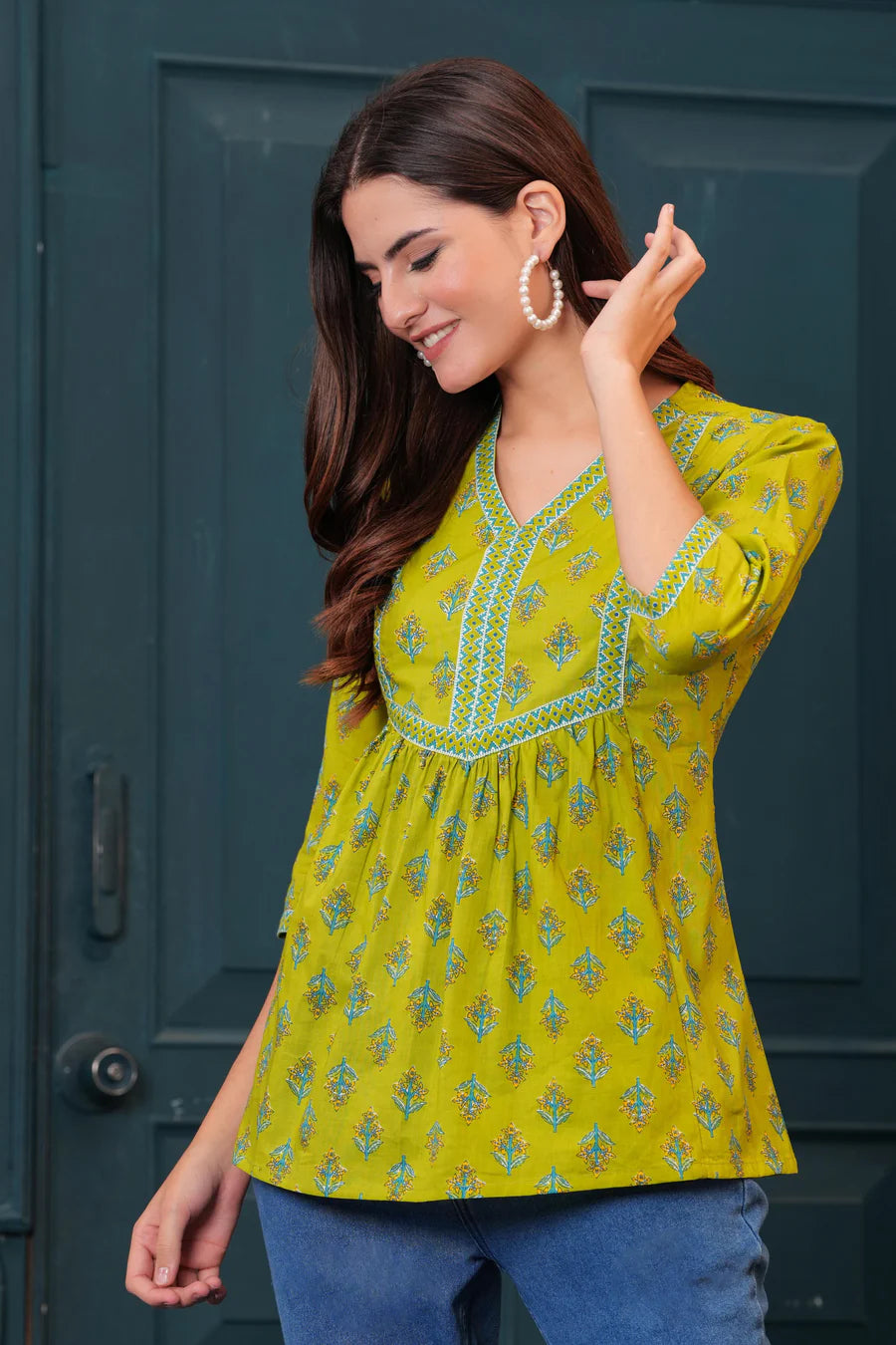 Peplum Top in Squeezy Lime