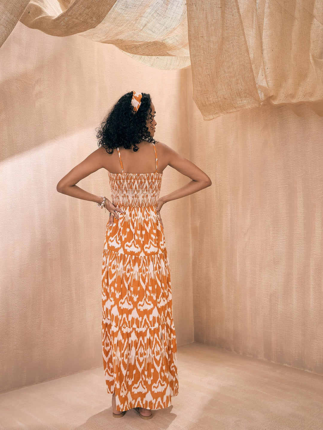Ethnic Dress in Orange Caramel