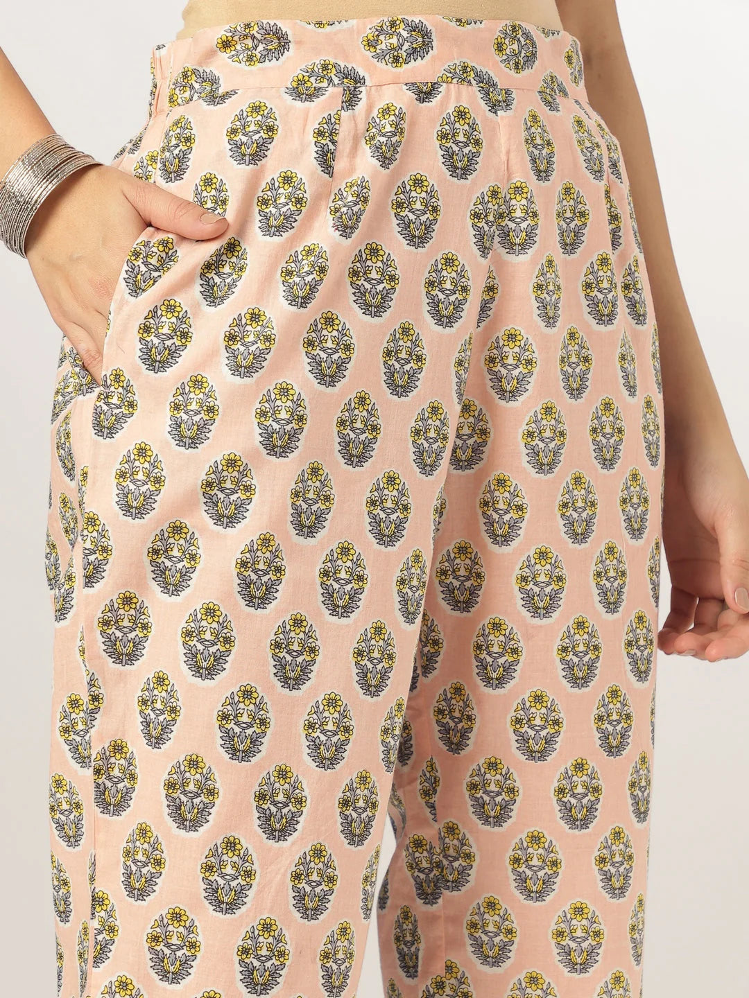 Peach Barfi Cotton Kurta Set