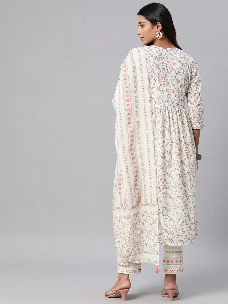 COTTON PRINTED A LINE KURTA SALWAR & DUPATTA