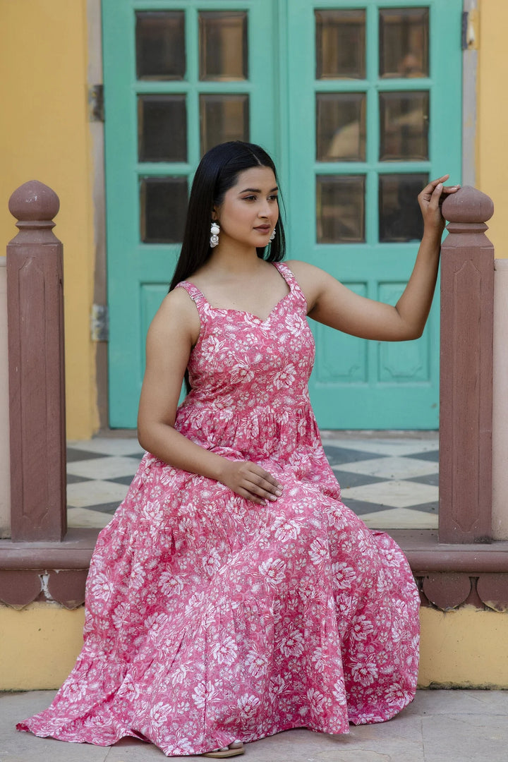 Ethnic Dress in Bubblegum Pink