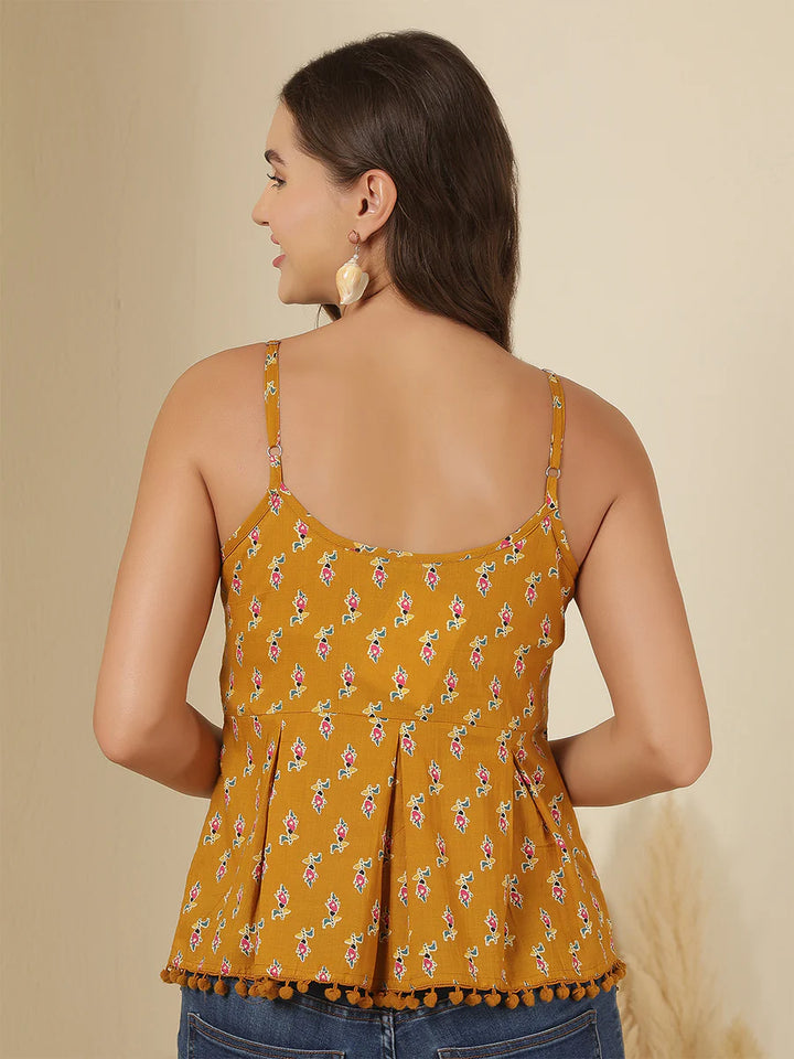 Sleeveless tunic top in Mustard Mornings