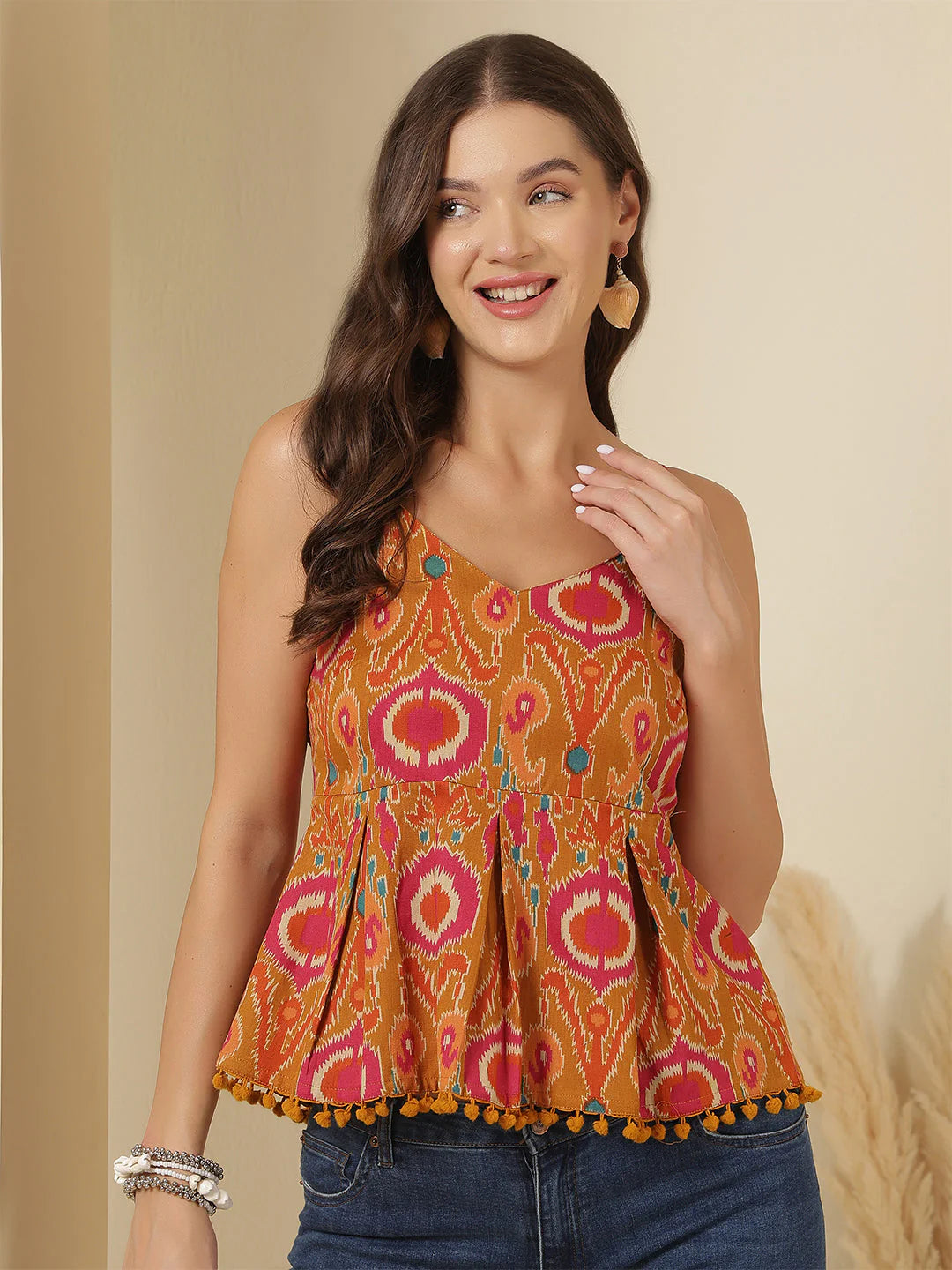 Sleeveless tunic top in Tamarind Glow