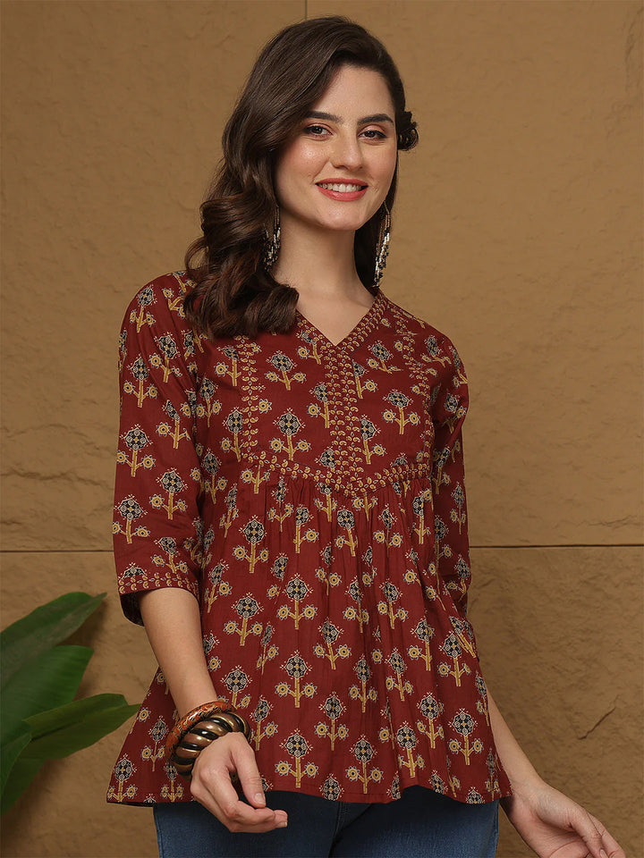 Tunic Blouse in Crimson Charm