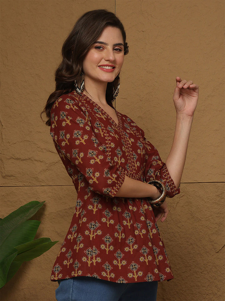 Tunic Blouse in Crimson Charm