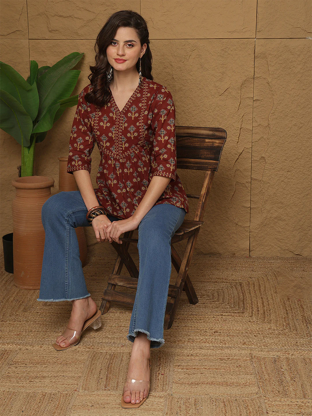 Tunic Blouse in Crimson Charm