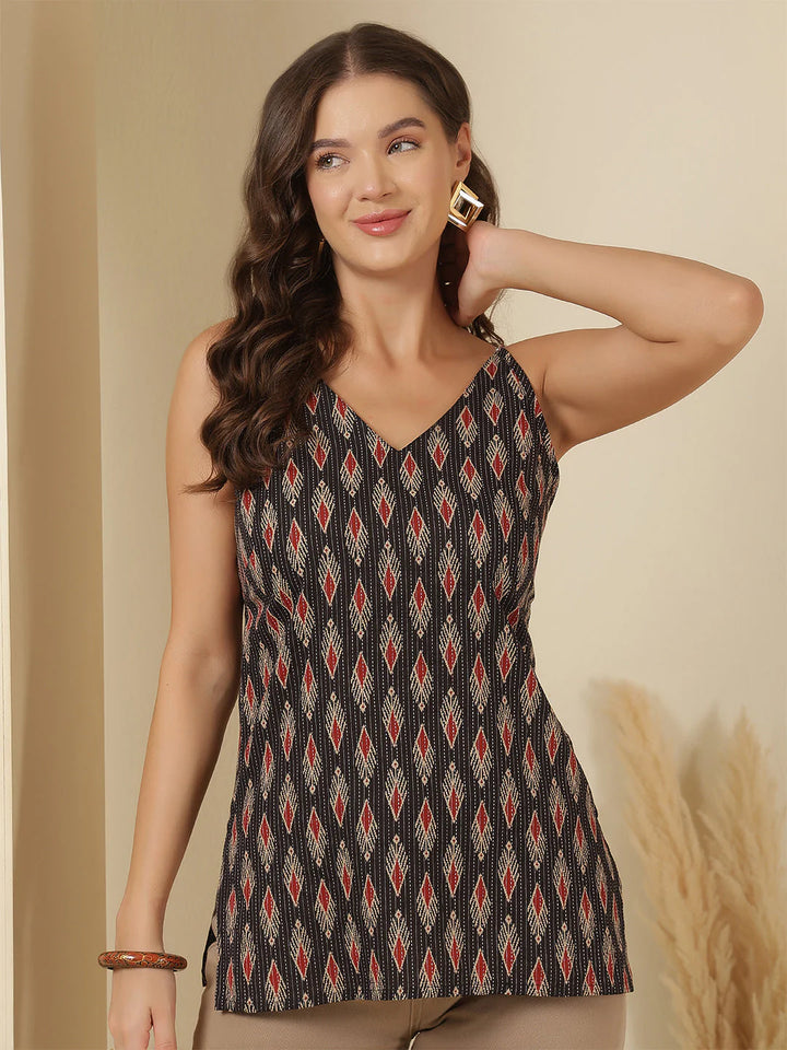 A-line kurti cami top in Obsidian Ash