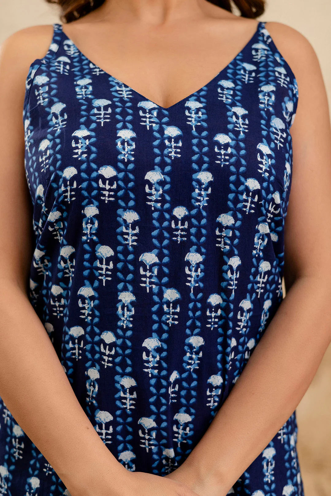 A-line kurti cami top in Midnight Lotus